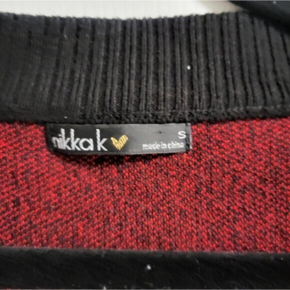 Nikkak - Women's Black and Red Cropped Cardigan Cherry Sweater - Size S - Picture 5 of 5